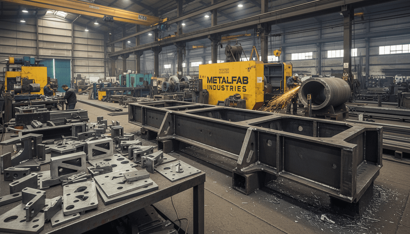 Gefertigte Stahlbauteile und Halterungen in der Metallwerkstatt